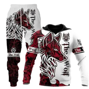 3D Wolf Print Sportswear Hooded Suit For Men's - GlamzLife