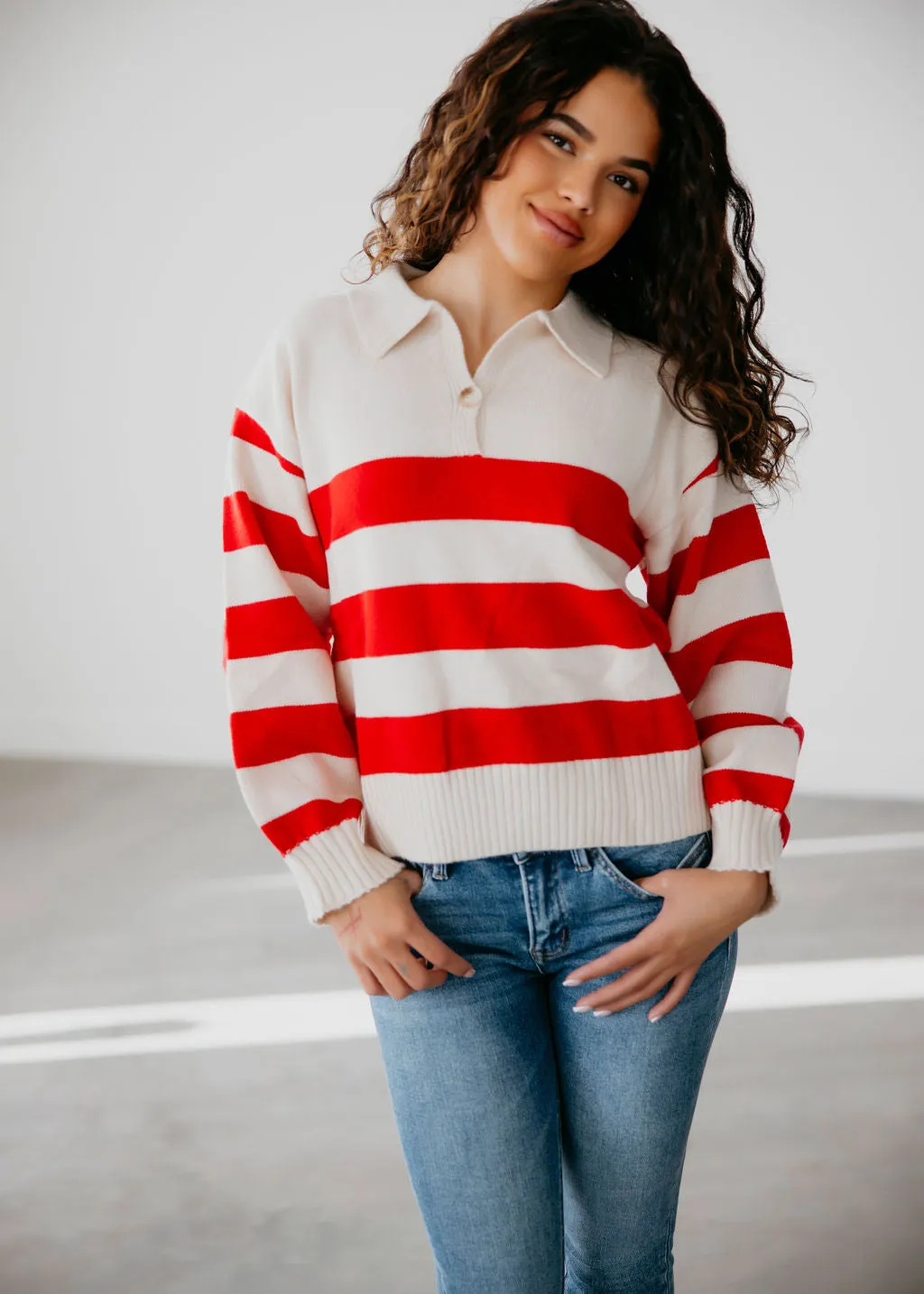 Addie Collared Stripe Sweater