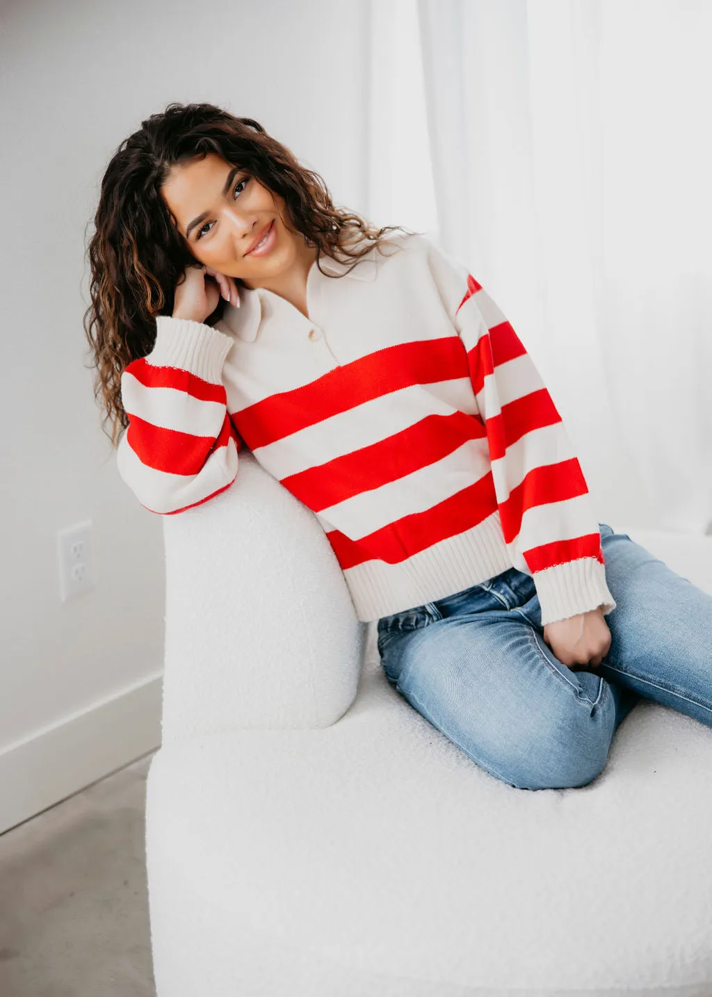 Addie Collared Stripe Sweater