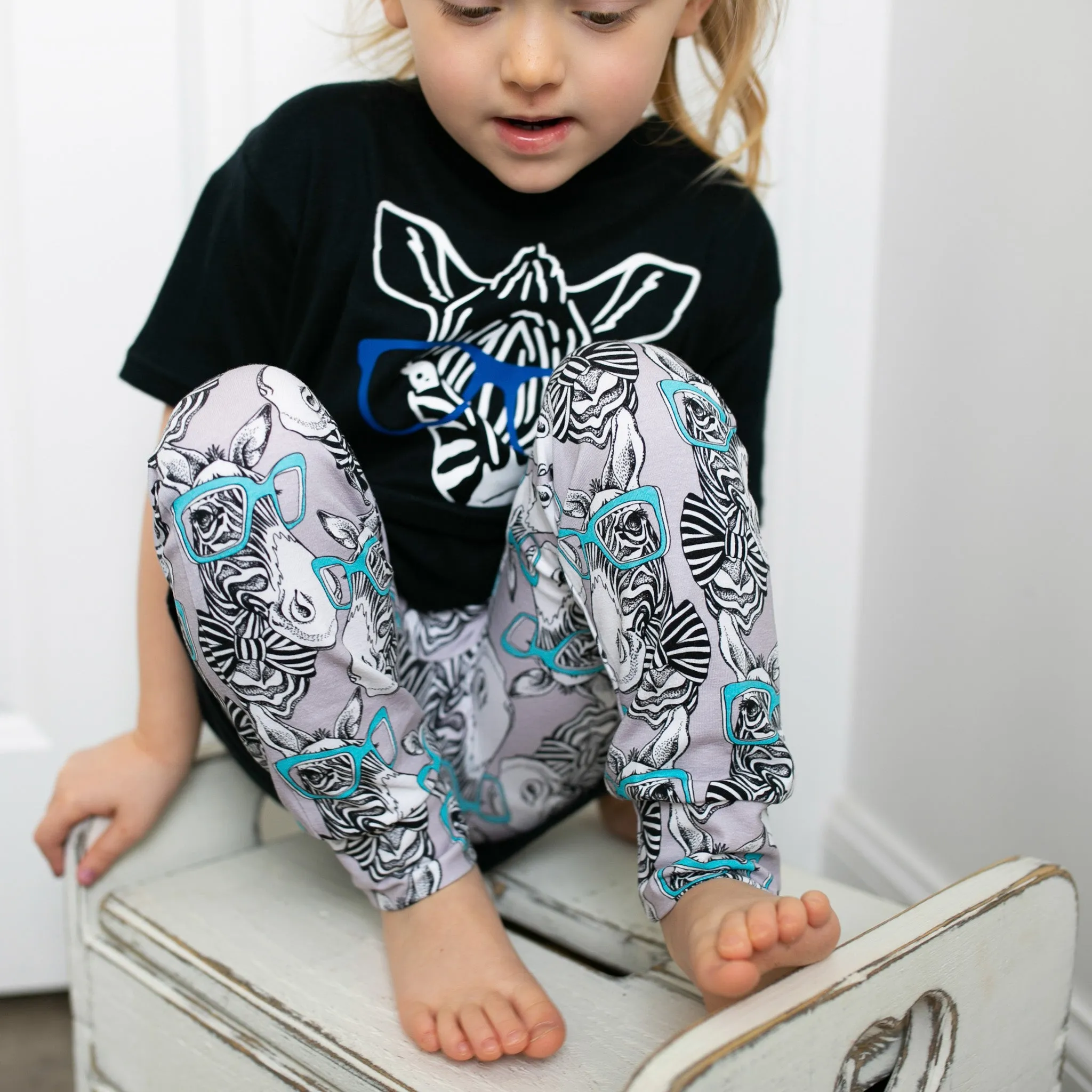 Blue spec Zebra Print Baby Leggings