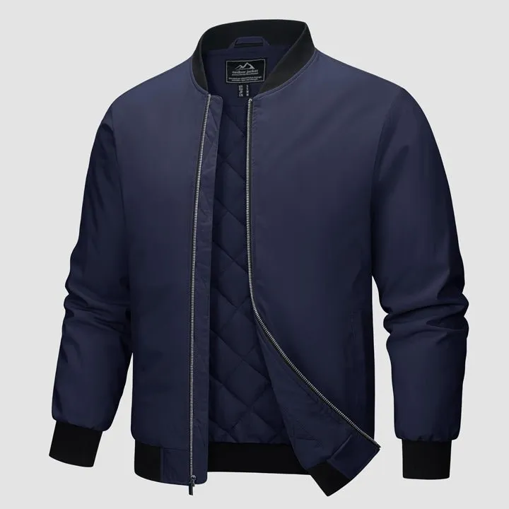 Bomber Jackets for Men Winter Casual Quilted Jacket Warm Windproof Padded Jackets Zip Up Coats