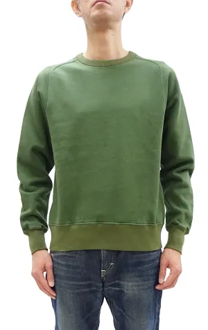 Buzz Rickson Freedom Sleeve Sweatshirt Men's Casual Plain Crewneck Tubular Knit Loop-wheeled Sweatshirt BR69463 149 Faded-Olive