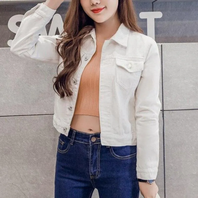 Daily Lapel Denim Buttons Short Jeans Jacket