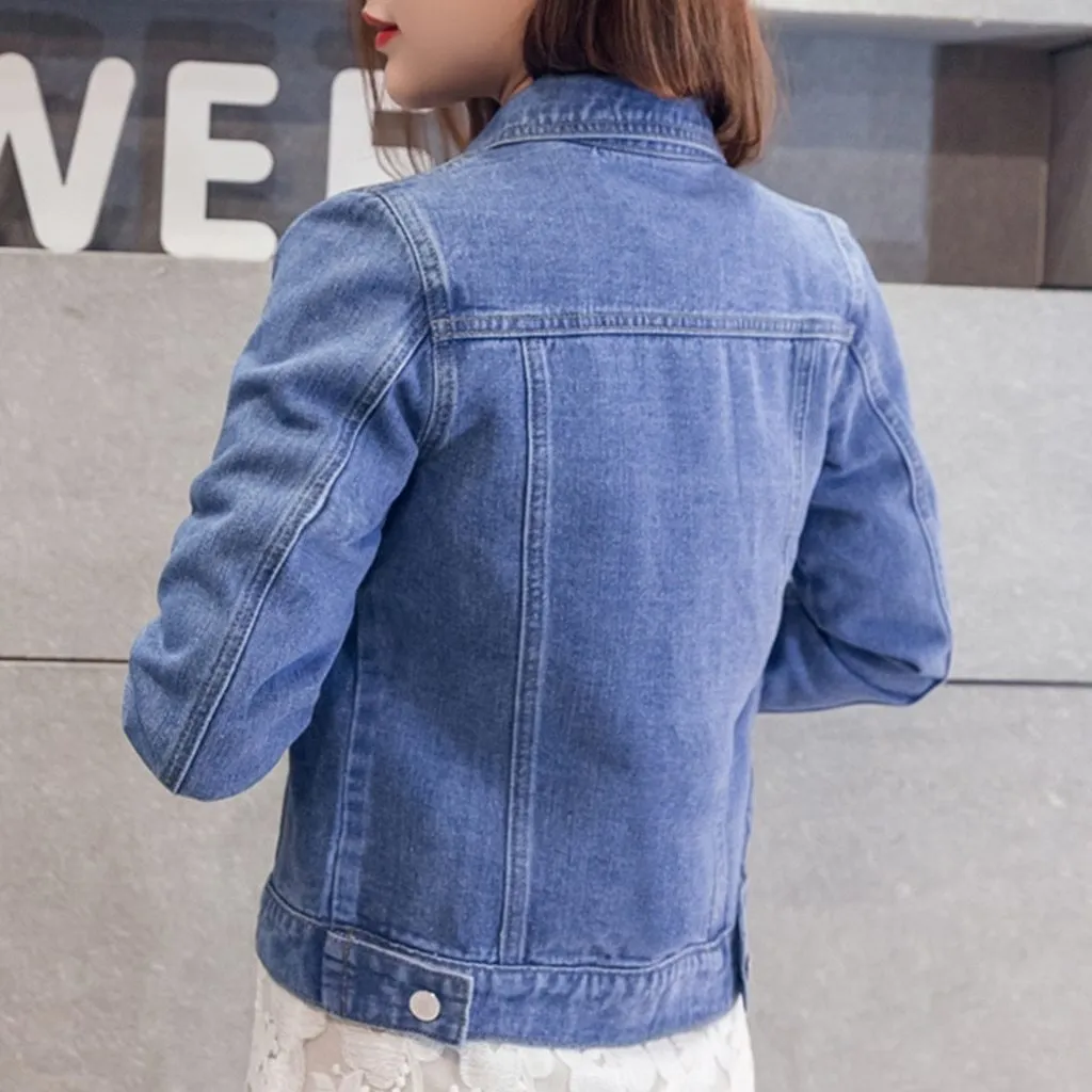 Daily Lapel Denim Buttons Short Jeans Jacket