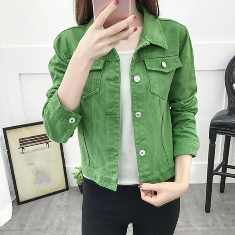 Daily Lapel Denim Buttons Short Jeans Jacket