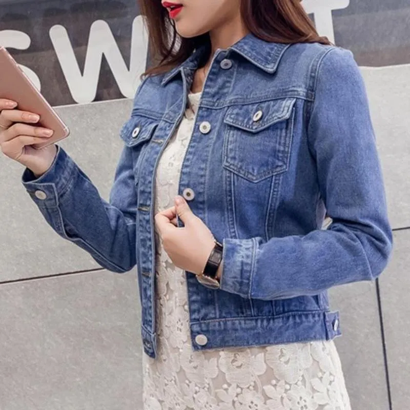 Daily Lapel Denim Buttons Short Jeans Jacket