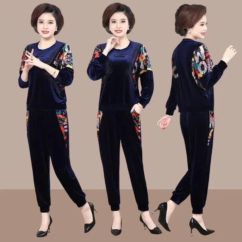 Elegant Printed Top & Pockets Pants 2-piece Set