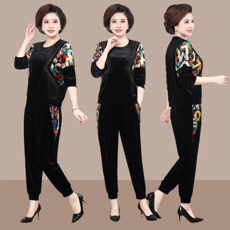 Elegant Printed Top & Pockets Pants 2-piece Set