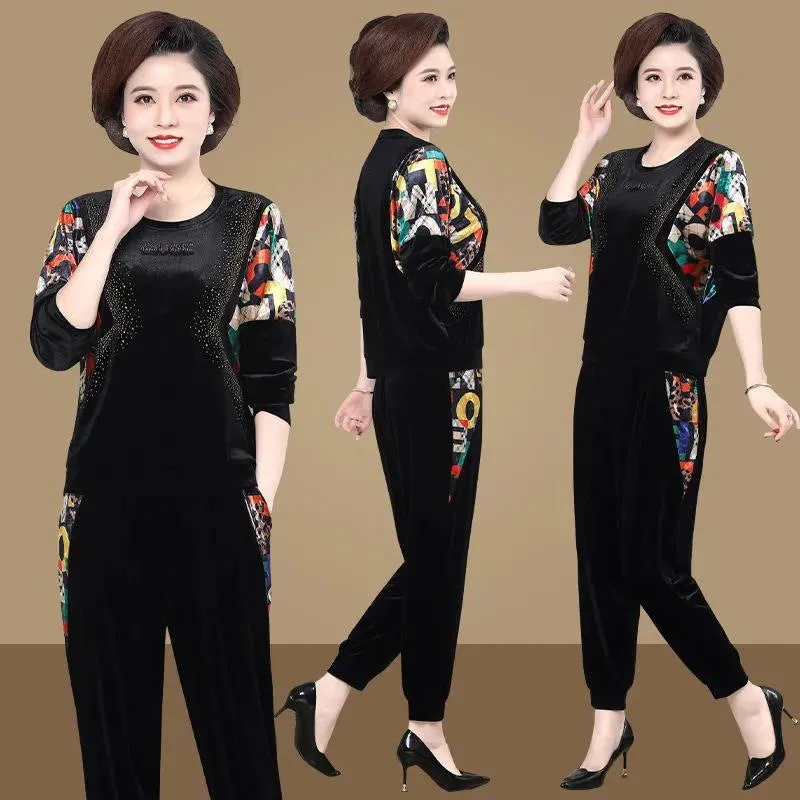 Elegant Printed Top & Pockets Pants 2-piece Set