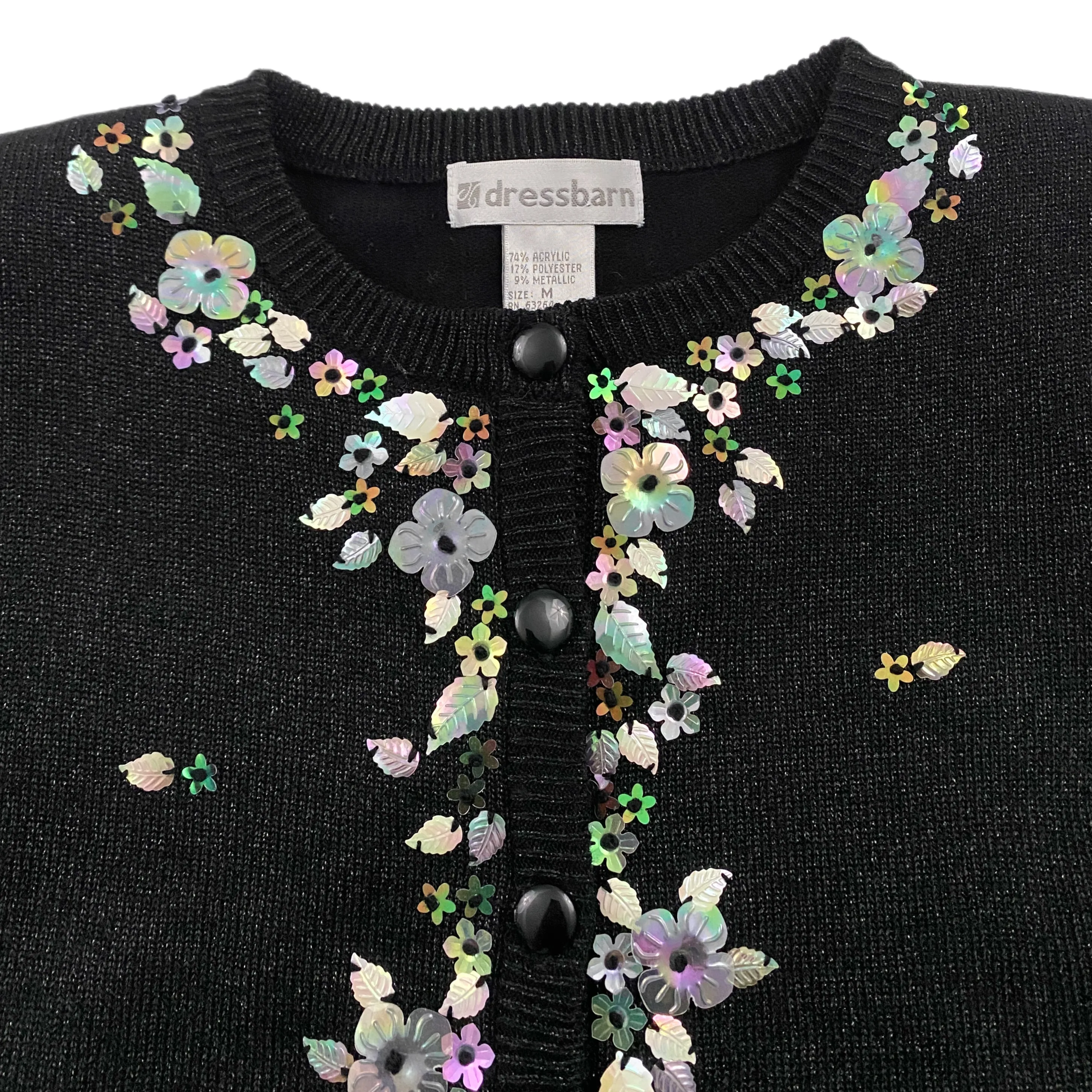 Floral Embellished Shimmer Cardi (M)