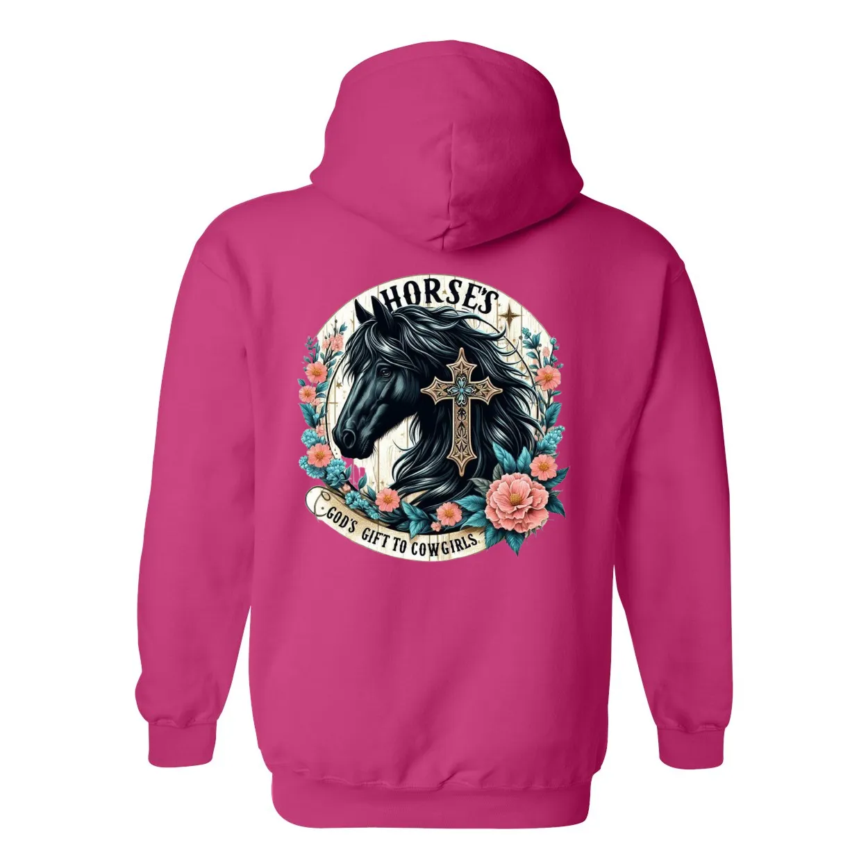 Gods Gift to Cowgirls Design On Back Front Pocket Hoodies