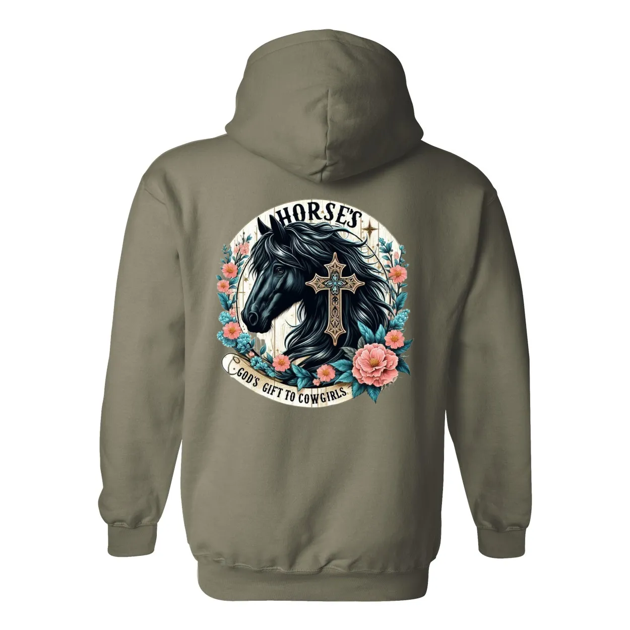 Gods Gift to Cowgirls Design On Back Front Pocket Hoodies