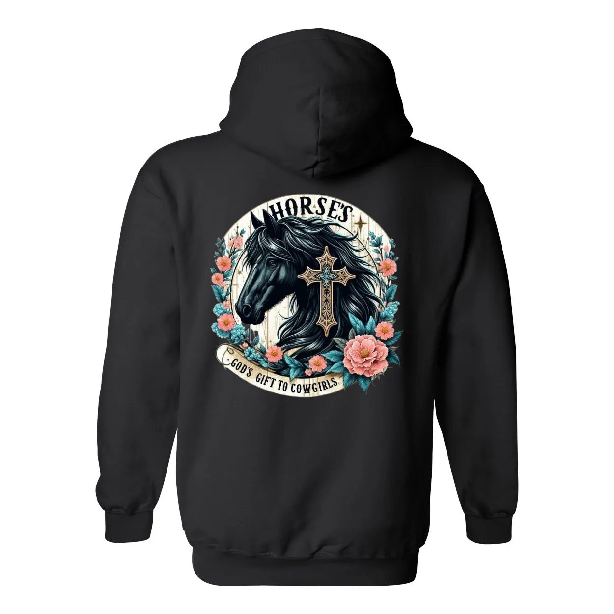 Gods Gift to Cowgirls Design On Back Front Pocket Hoodies