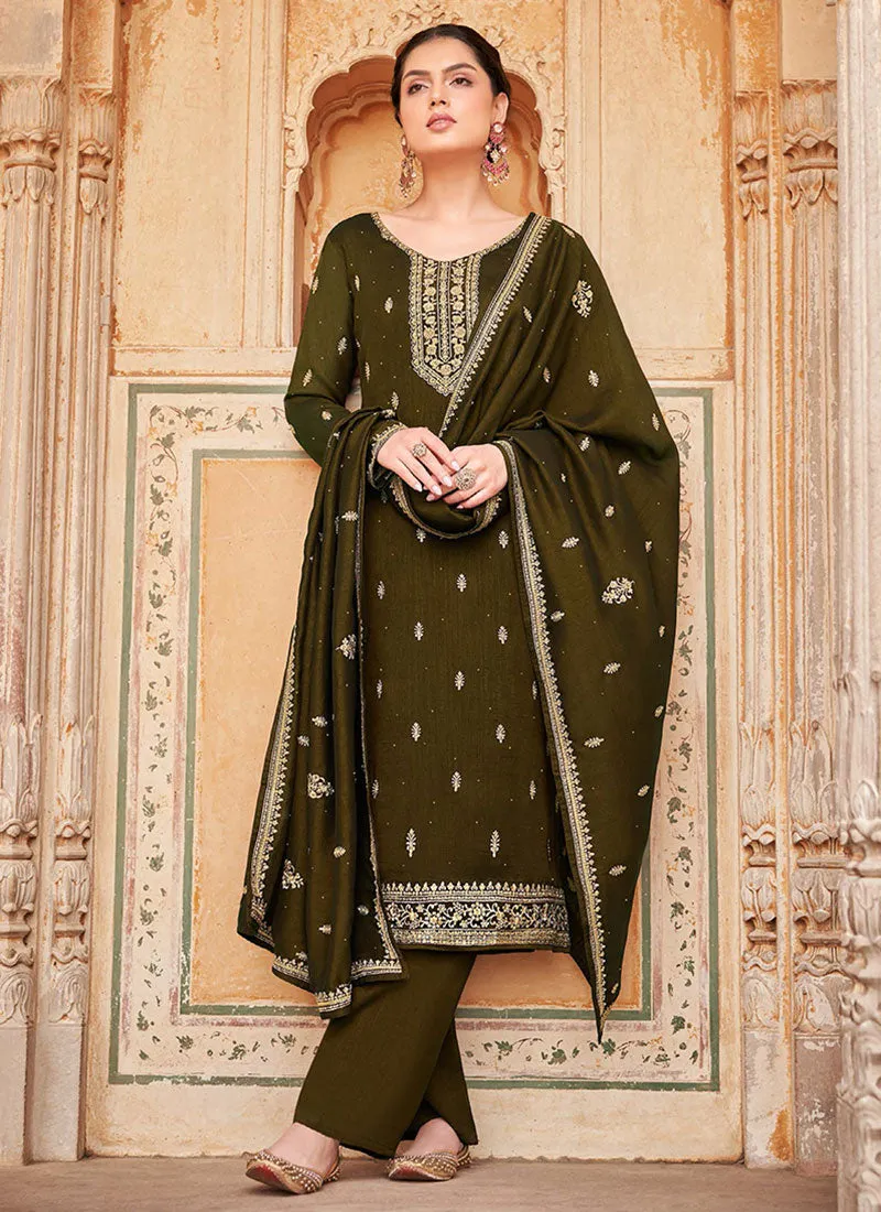 Green Traditional Embroidery Salwar Kameez