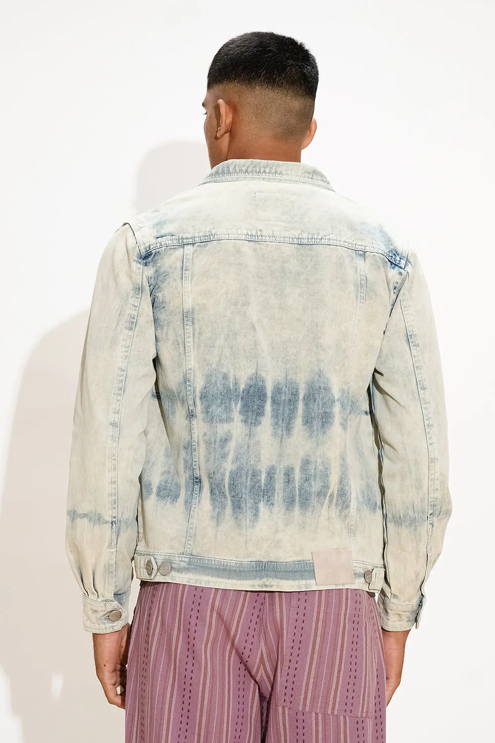 Groovy Tie-Dye Men's Denim Trucker Jacket