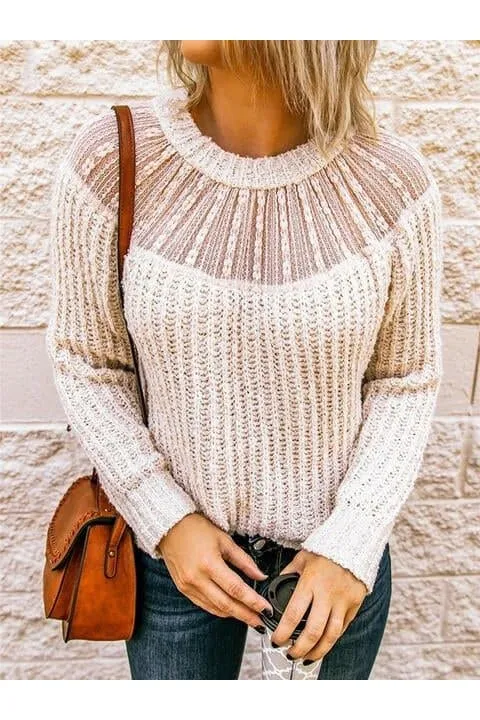 Iris Round Neck Rib-Knit Sweater