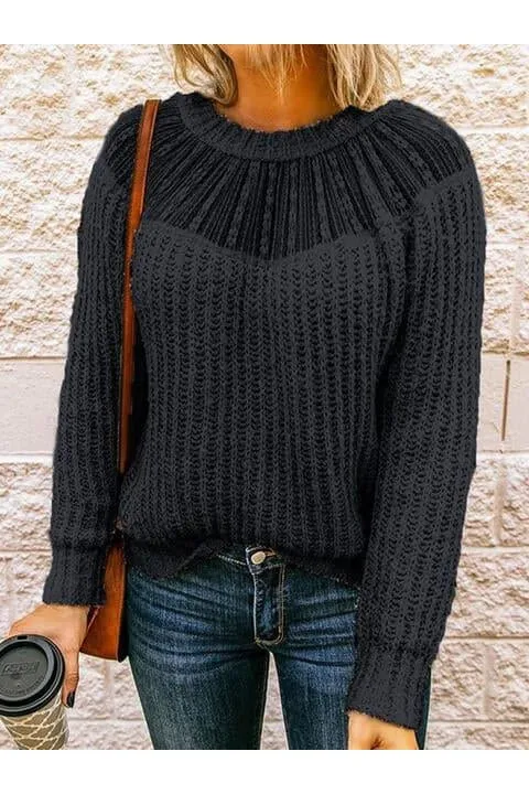 Iris Round Neck Rib-Knit Sweater