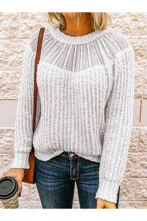 Iris Round Neck Rib-Knit Sweater