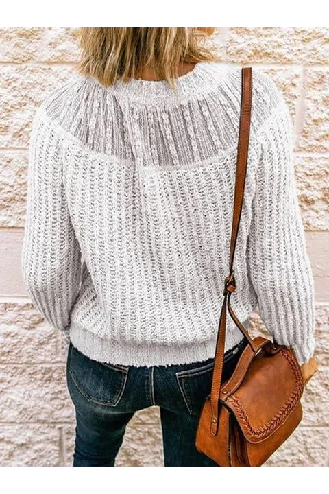 Iris Round Neck Rib-Knit Sweater