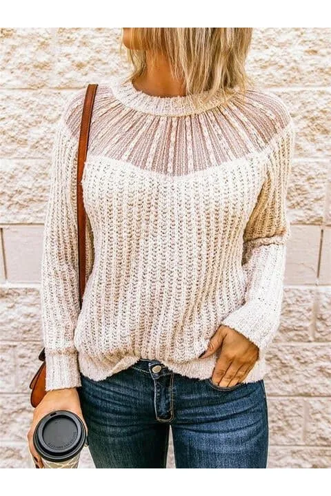 Iris Round Neck Rib-Knit Sweater