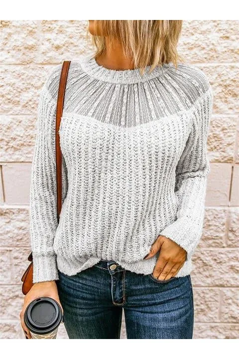 Iris Round Neck Rib-Knit Sweater