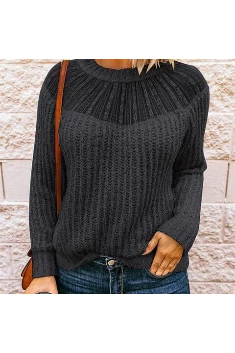 Iris Round Neck Rib-Knit Sweater