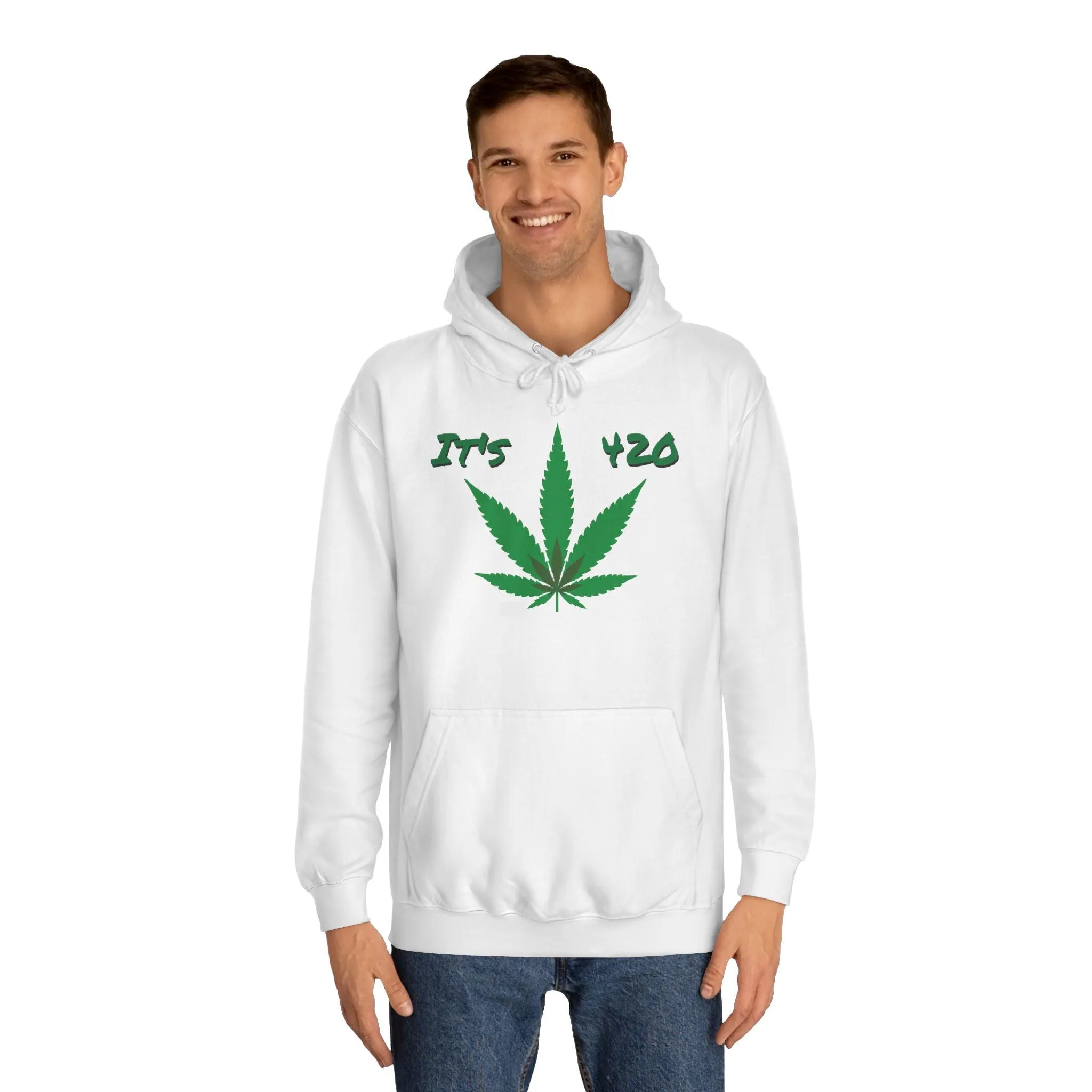 It's 420 Pot Leaf Unisex College Hoodie - White