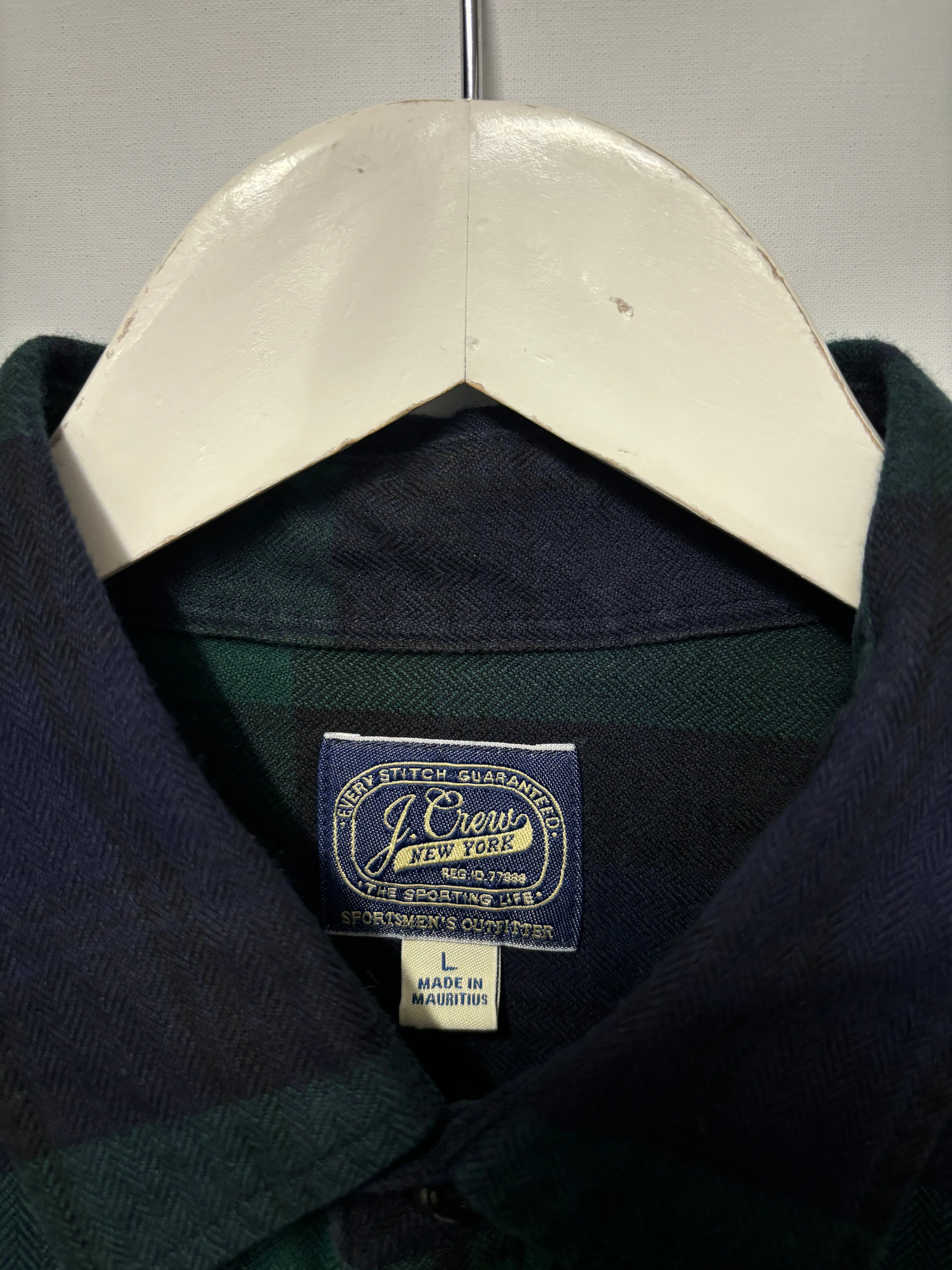 J Crew Green and Navy Soft Cotton Shirt Large