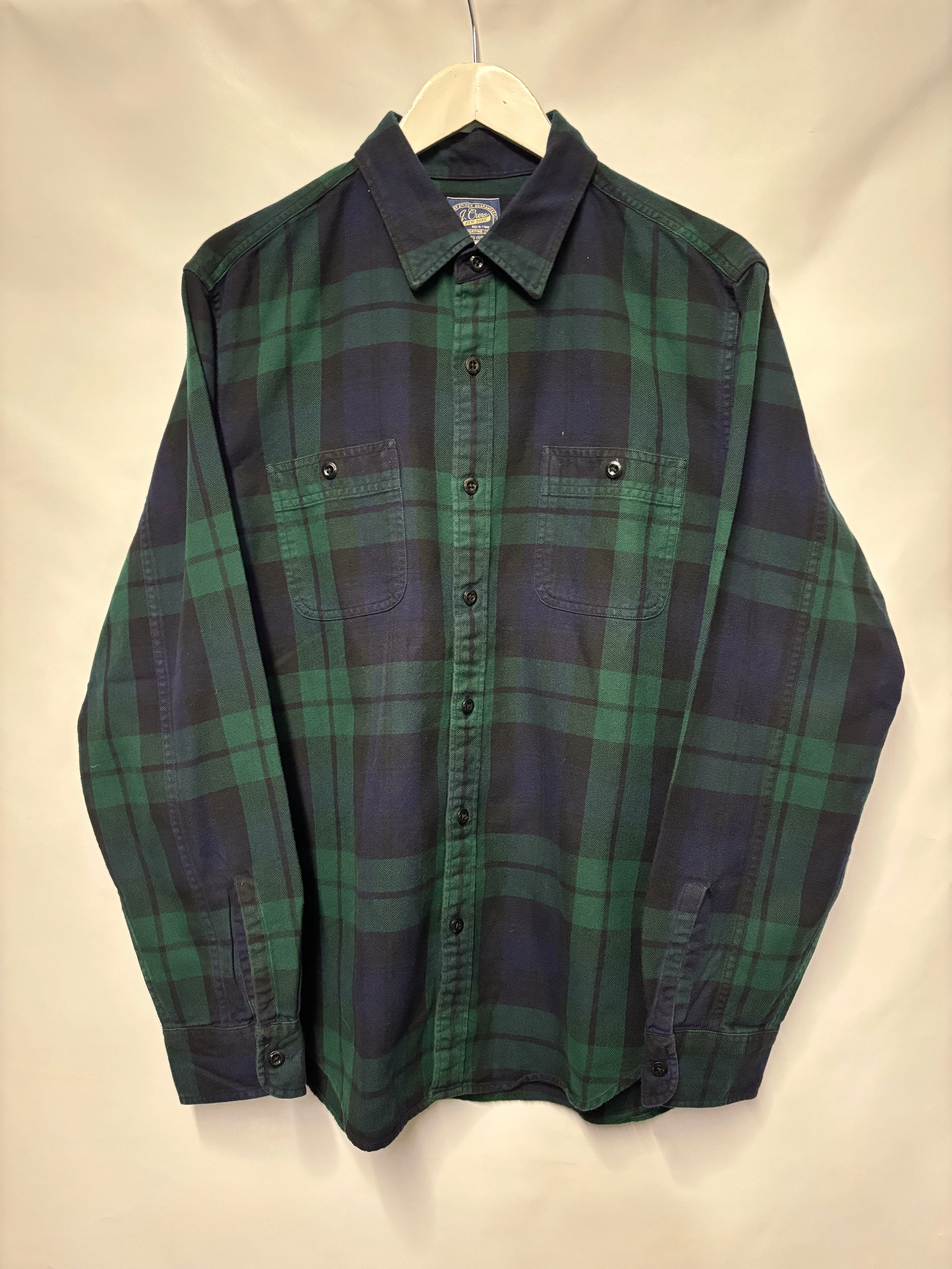 J Crew Green and Navy Soft Cotton Shirt Large