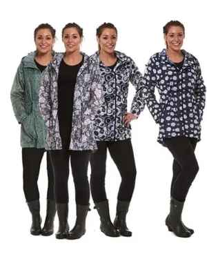 Ladies Patterned Hooded Waterproof Raincoats Jackets