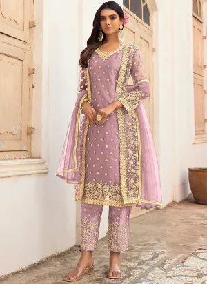 Lavender Embroidery Pakistani Pant Style Suit