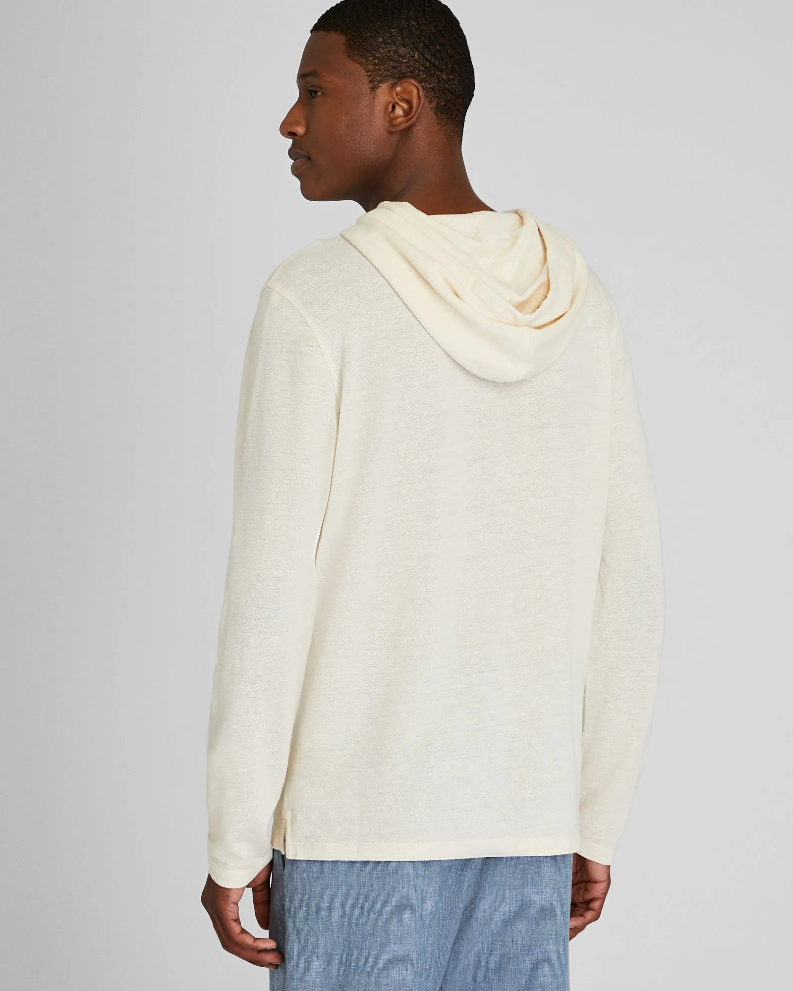 Linen-Cotton Piqué Hoodie