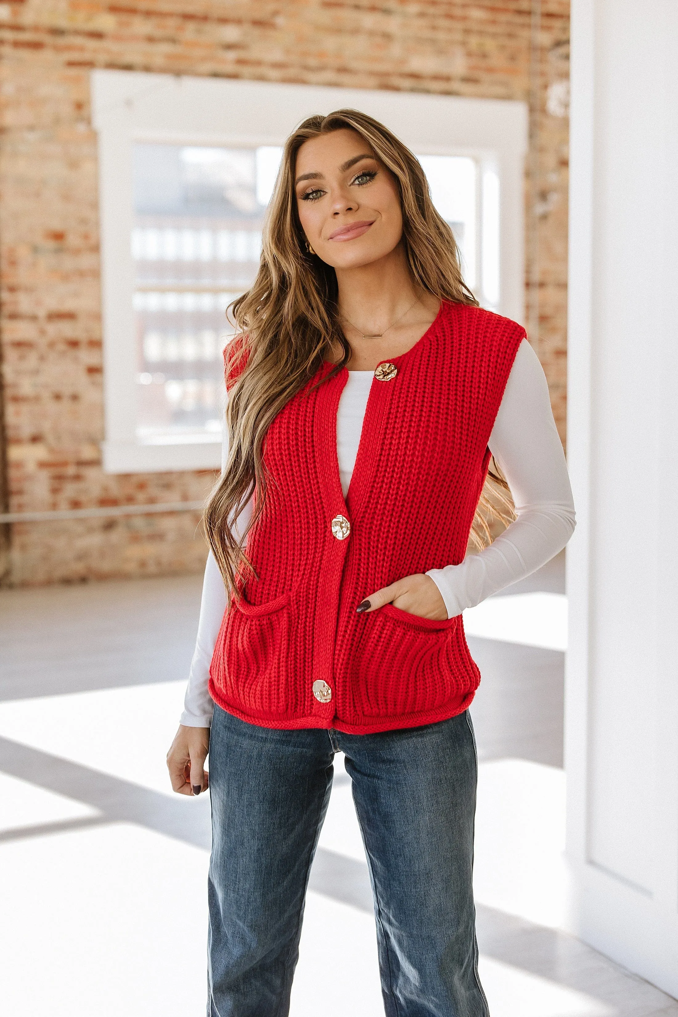 Marissa Textured Knit Sweater Vest