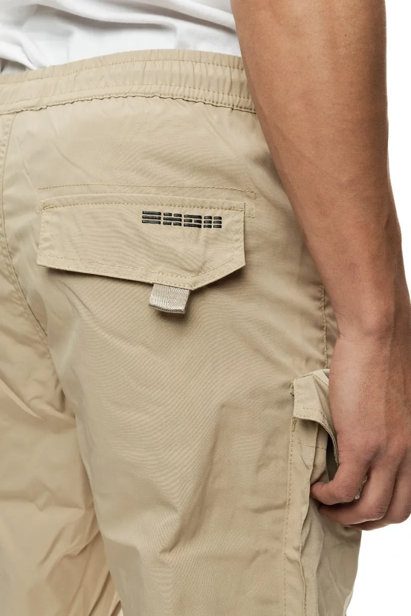 Men's Khaki Cargo Elastic Bottom Joggers Regular-Fit