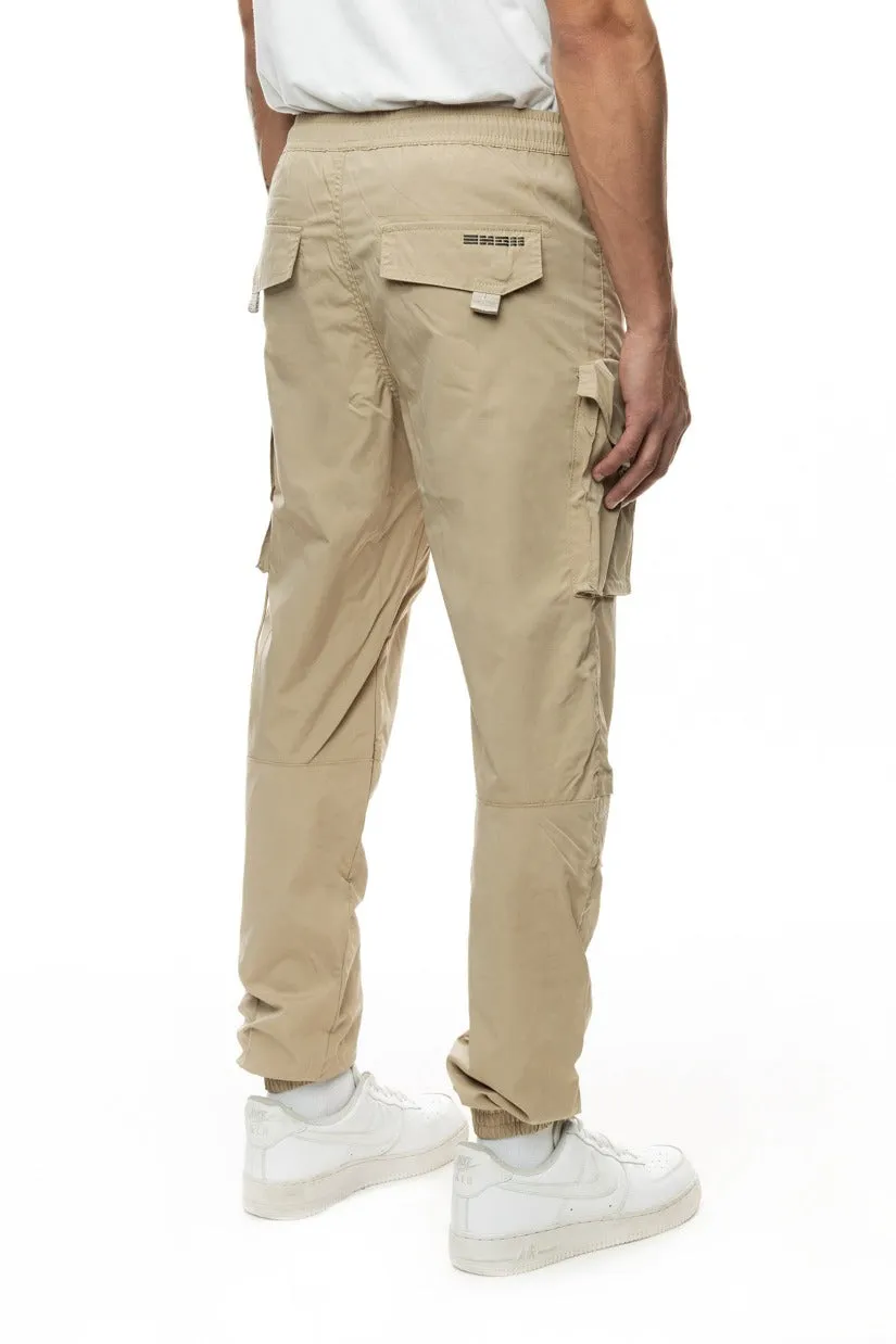 Men's Khaki Cargo Elastic Bottom Joggers Regular-Fit