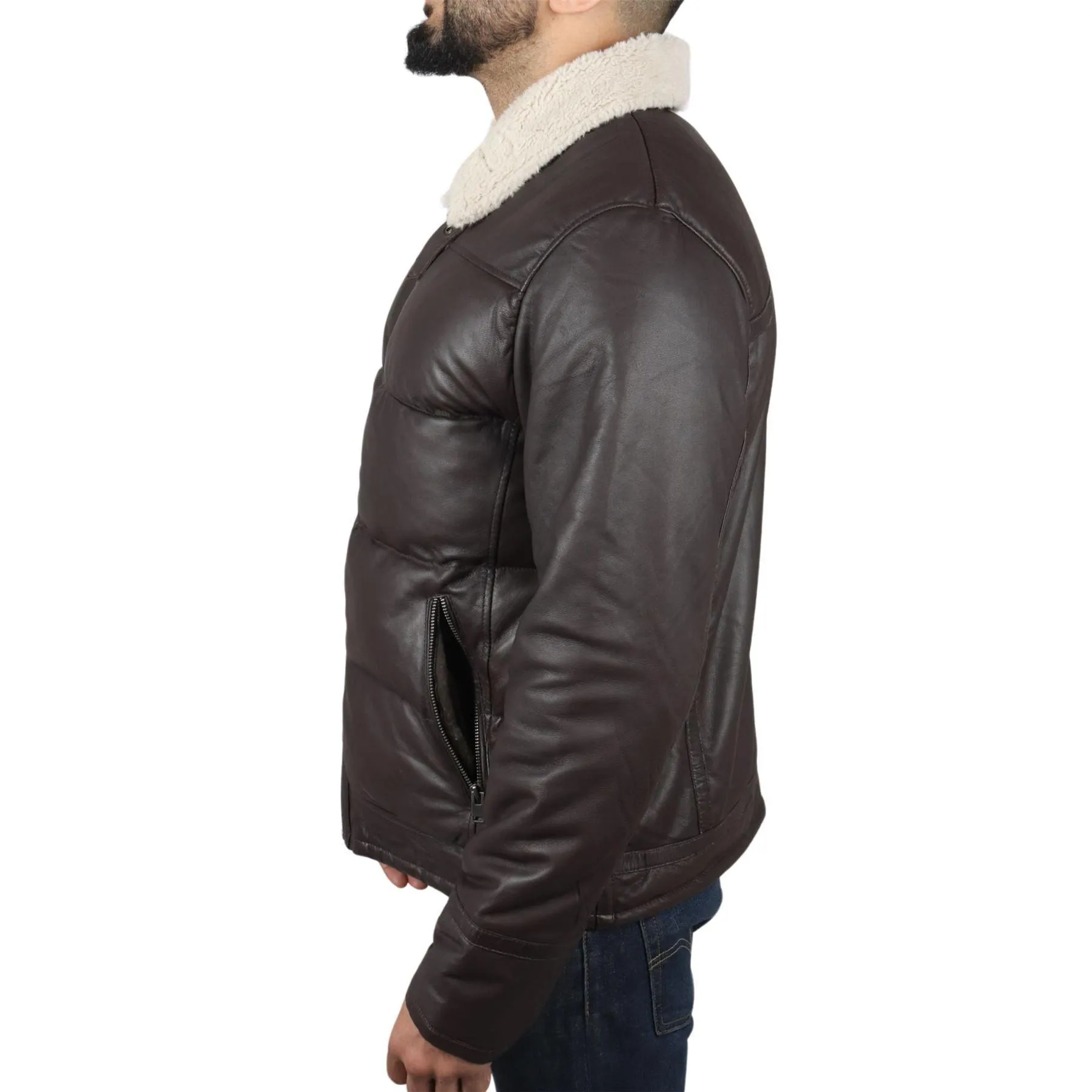 Men's Puffer Quilted Aviator Bomber Flying Fleece Lining Jacket