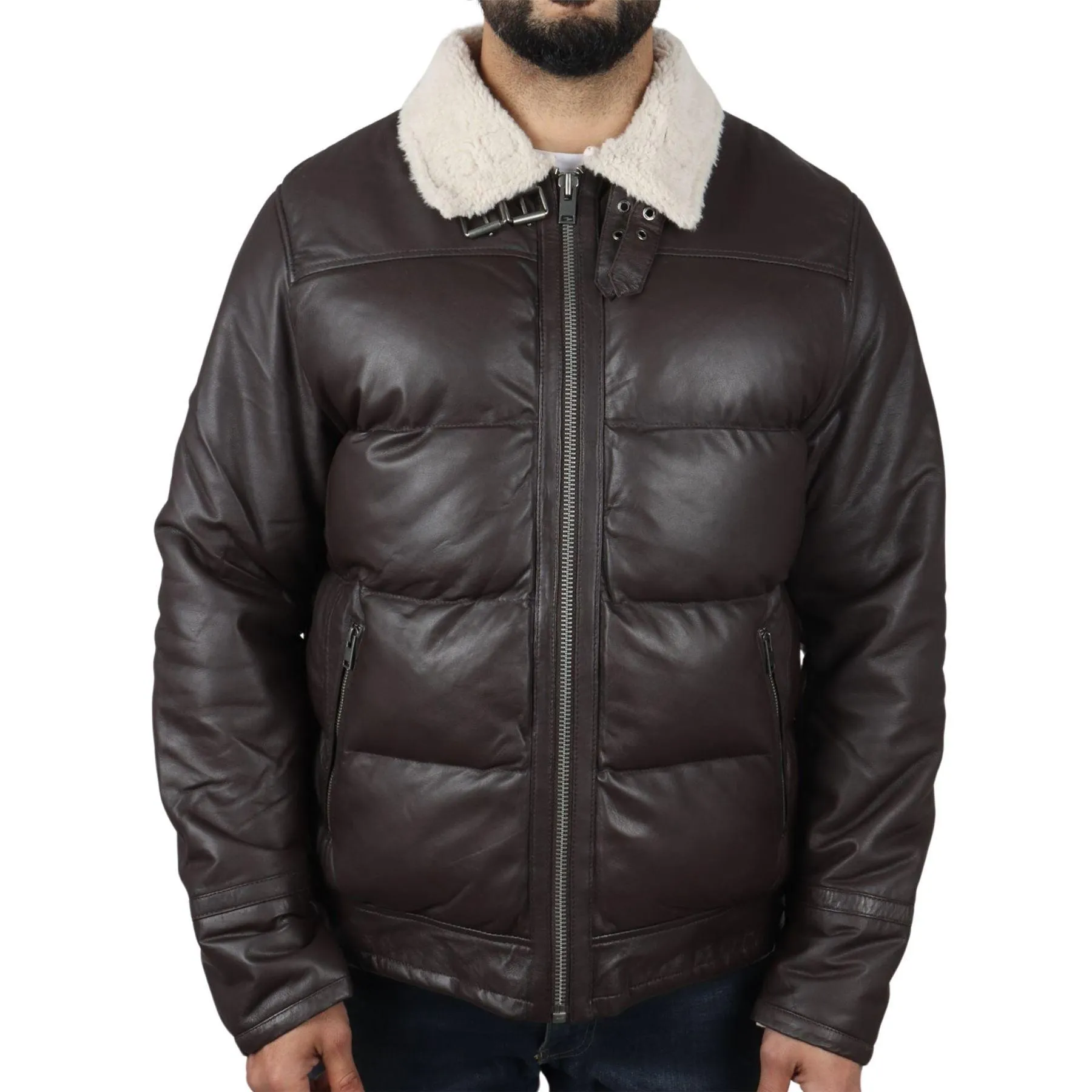 Men's Puffer Quilted Aviator Bomber Flying Fleece Lining Jacket