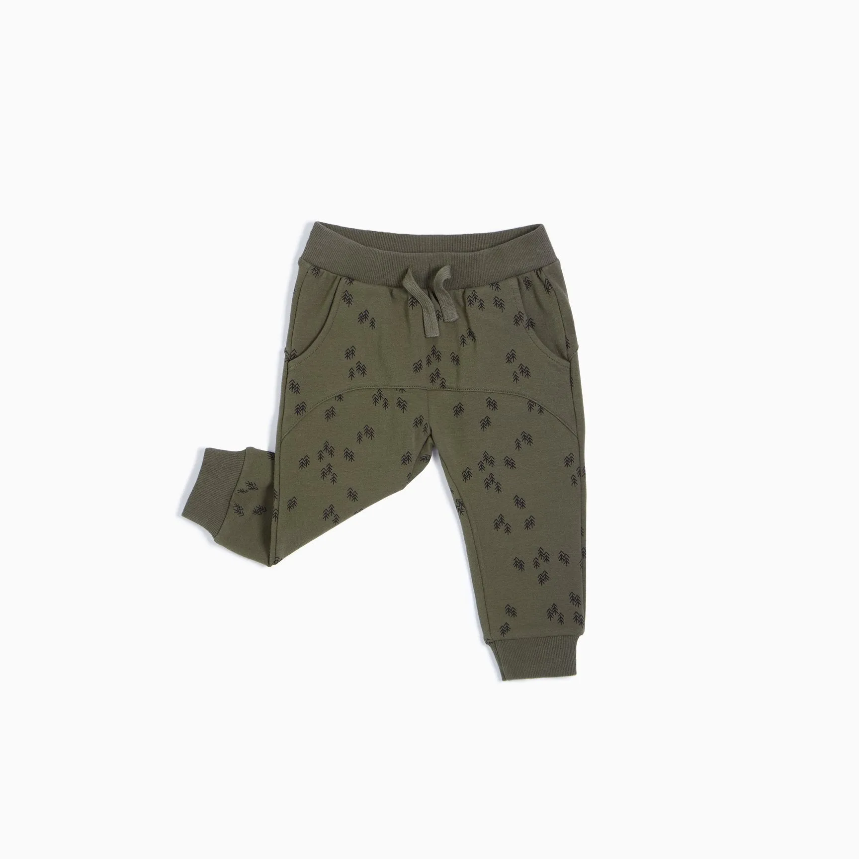 Miles Chevron Tree Print on Pine Baby Joggers