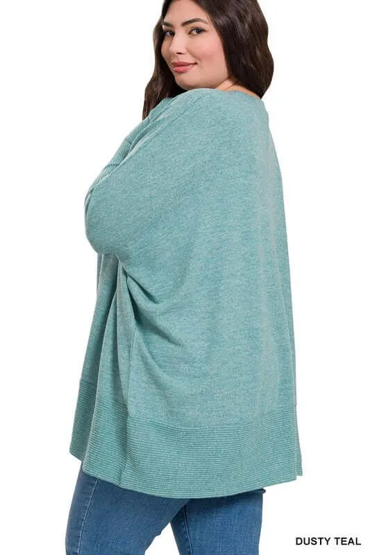 Plus Size Brushed Melange Hacci Oversized Sweater