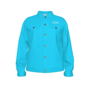 Sixty Eight 93 Logo White Aqua Blue Unisex Lapel Jacket