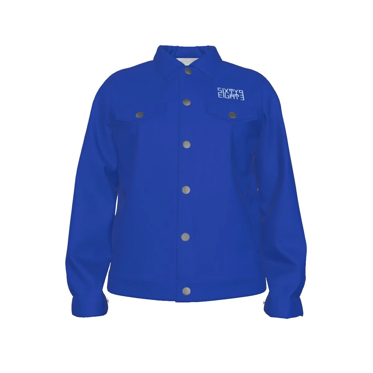 Sixty Eight 93 Logo White Blue Unisex Lapel Jacket