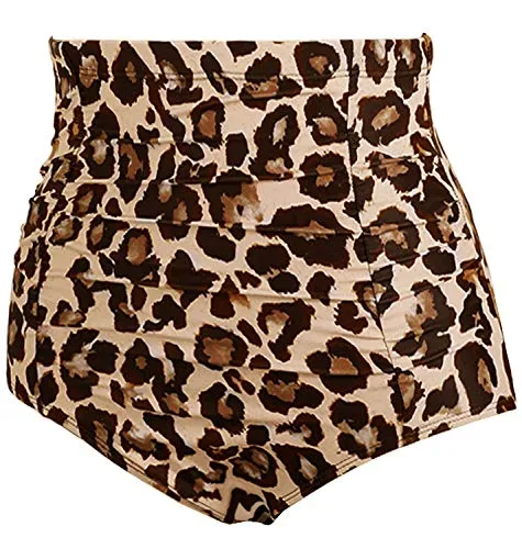 Stylish High Waisted Swim Bottom For Women-Leopard