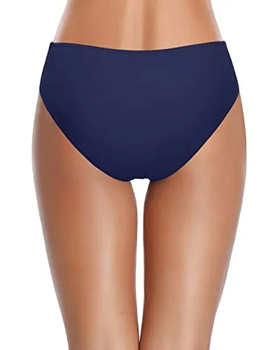 Stylish Women's Full Coverage Seamless Bikini Bottoms-Navy Blue