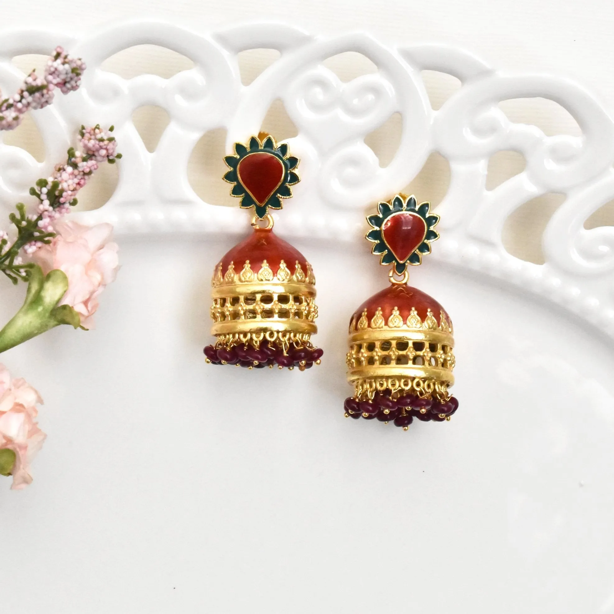 Temple Meenakari Earrings