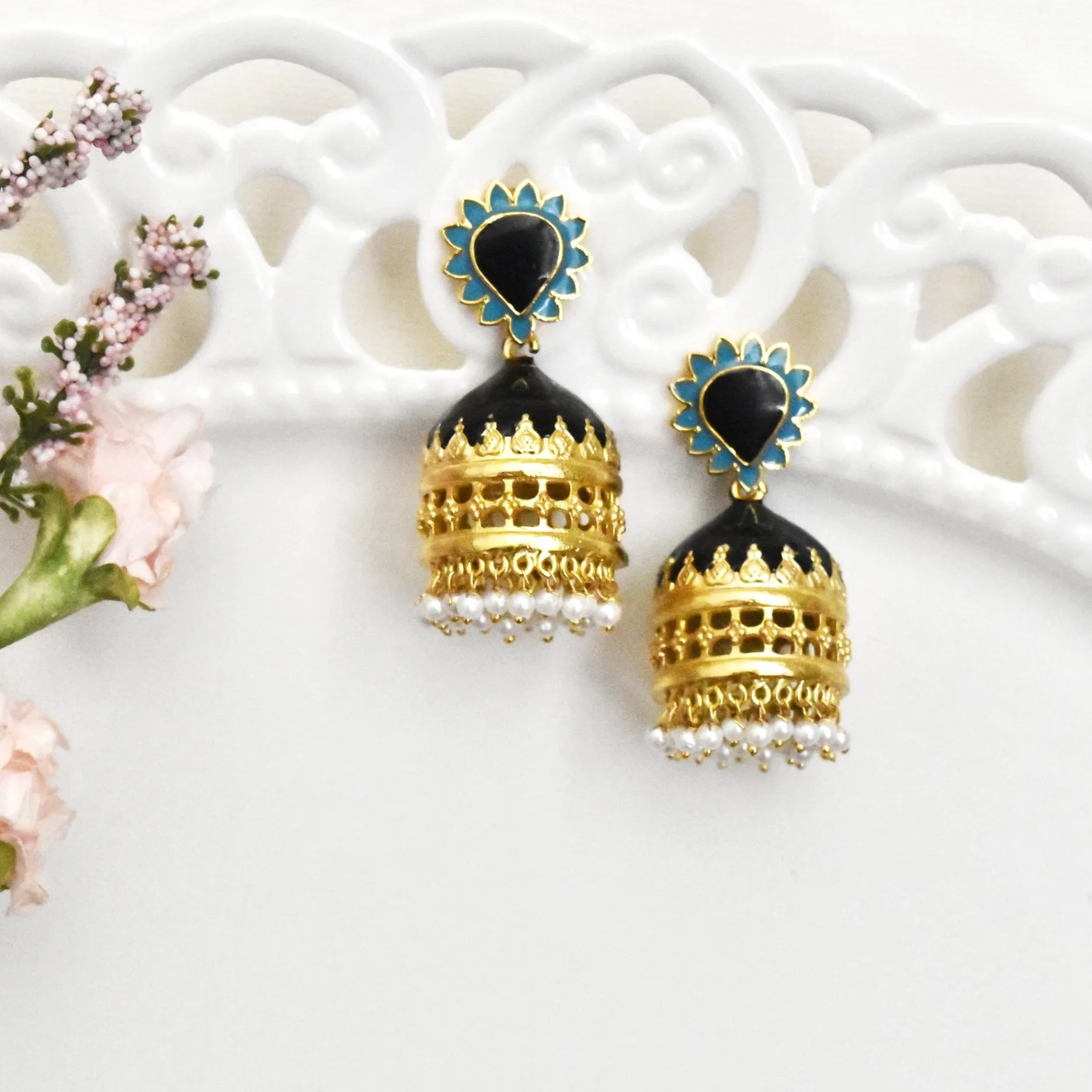 Temple Meenakari Earrings