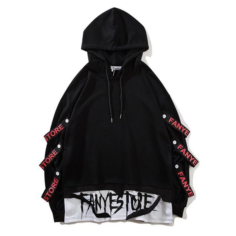 Two-Piece Hooded Sweater with Ribbon Belt – Unisex Youth Fashion