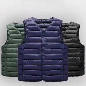 Warm Comfy Lightweight Windproof Cotton-Padded Sleeveless Jacket Vest