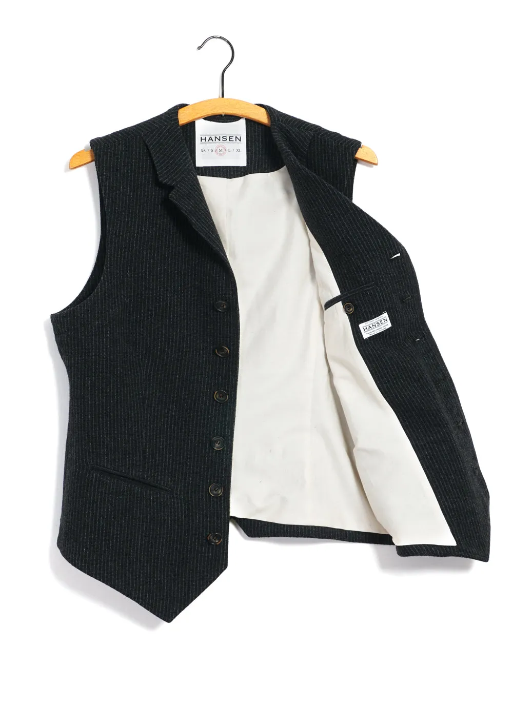 WILLIAM | Lapel Waistcoat | Black Wool Pin