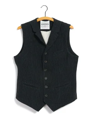 WILLIAM | Lapel Waistcoat | Black Wool Pin