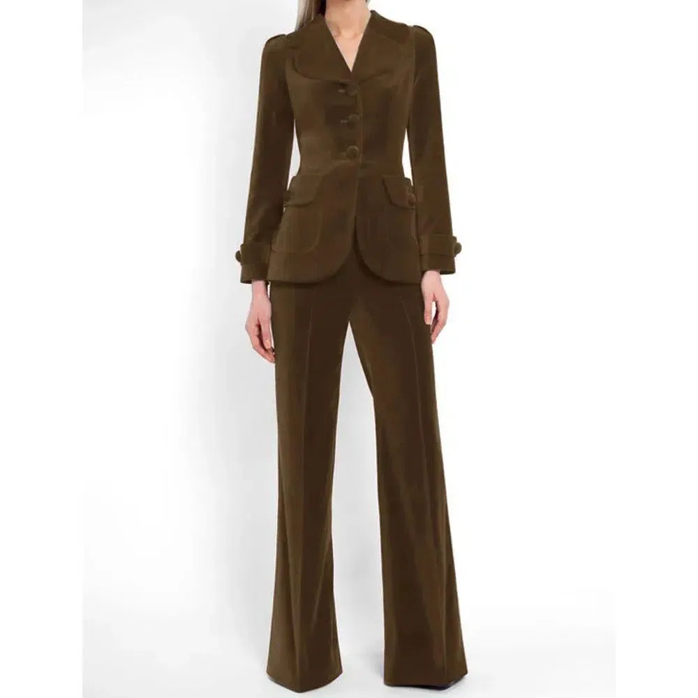 Women Pant Suit, Velvet Trouser Suit